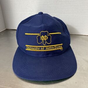 Vintage Notre Dame Hat The Game Split Bar Snapback NCAA 1988 Blue Gold Korea Mad